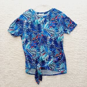 T-Shirt Blue Leaves Casual Patriotic Resortwear Leisure Cruise Streetwear Size S